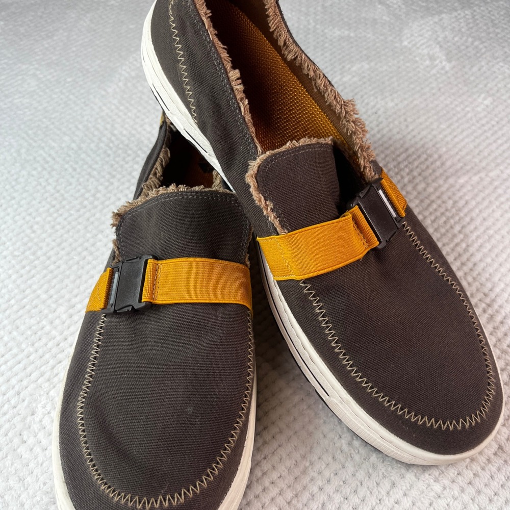 Nike‎ ACG Slip On Canvas Buckle Shoes Brown Yellow 318749-271 Mens 14